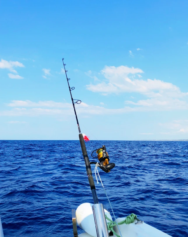 Fishing rod set up over open water