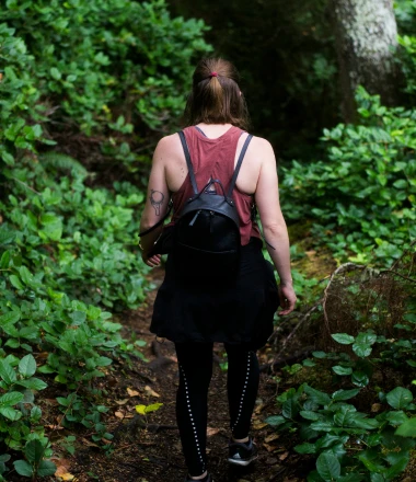 Walker on a forest path